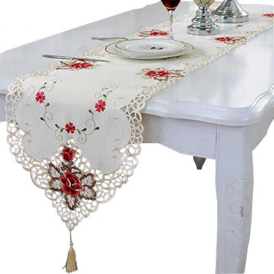 Fashion Embroidered Table Runner Floral Lace Dustproof Covers For Table Home Party Wedding Table Decoration Pa. A