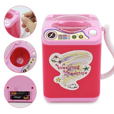 Mini Electric Washing Machine Dollhouse Kids Role Play Toy Wash Makeup Brushes Home Car Portable Mini Clothes Washing Machine