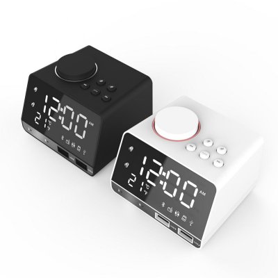 LED Digital Alarm Clock FM Radio with Wireless Bluetooth Speaker Player USB Charge Port Temperature Display Snooze Table Clocks